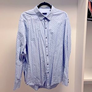 Mens XL light blue button down with x sewn pattern.